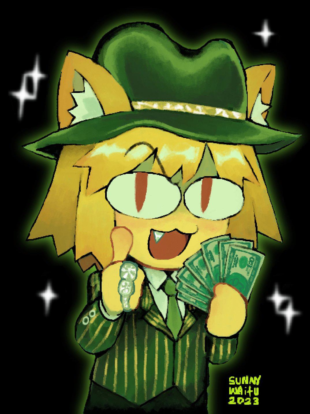 1girl, animal_ear_fluff, animal_ears, artist_name, blonde_hair, cat_ears, dated, ears_through_headwear