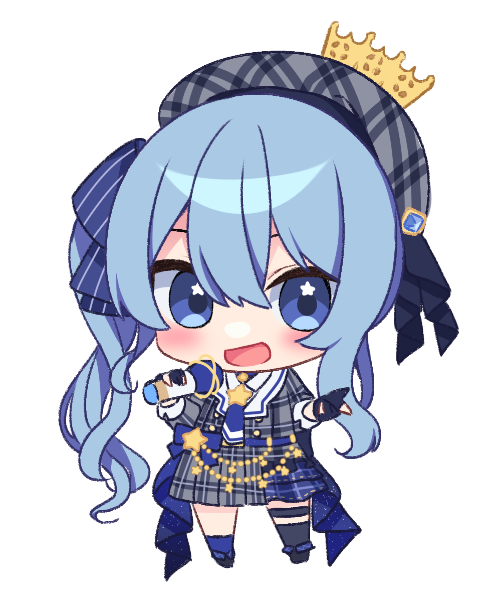 1girl, :d, asagi_shiki_(artist), bangs, beret, black_footwear, black_gloves, black_thighhighs