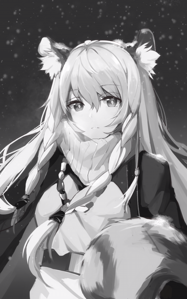 1girl, animal_ear_fluff, animal_ears, arknights, bangs, braid, changpan_hutao, hair_between_eyes