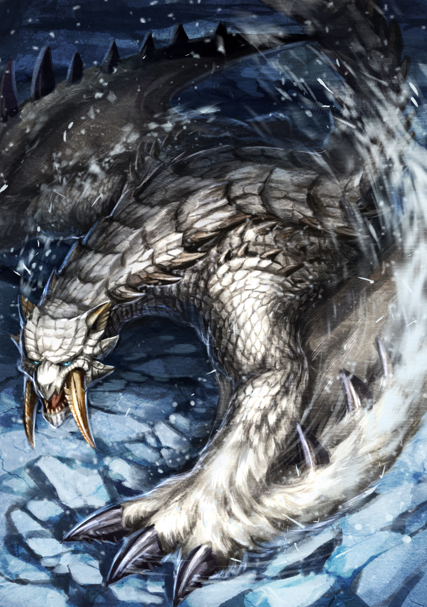 absurdres, barioth, blue_eyes, claws, highres, ice, keselum_(neganeura), monster
