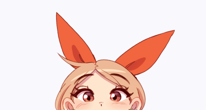1girl, brown_hair, cudlil, cudlil_(character), earrings, english_commentary, hair_behind_ear, hair_ribbon