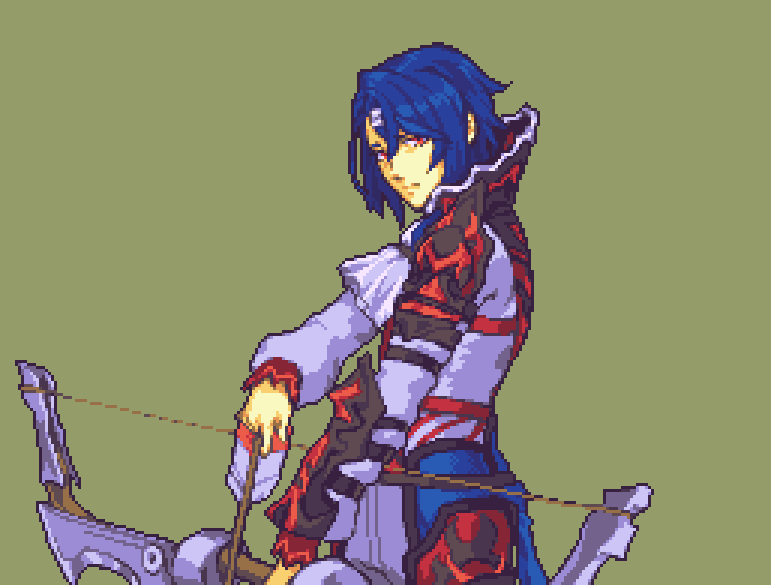 1boy, alcryst_(fire_emblem), arrow_(projectile), blue_hair, bow_(weapon), commentary, fire_emblem, fire_emblem_engage