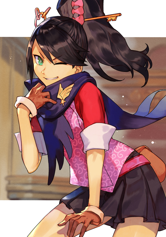 1girl, ace_attorney, ace_attorney_investigations, ace_attorney_investigations:_miles_edgeworth, bangs, black_hair, bright_pupils, brown_hair