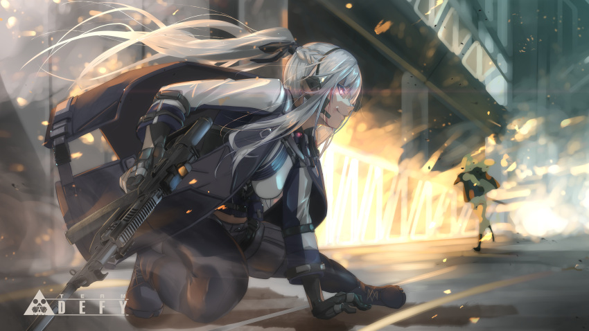 2girls, absurdres, ak-12, ak-12_(girls'_frontline), an-94_(girls'_frontline), artificial_eye, assault_rifle, blood