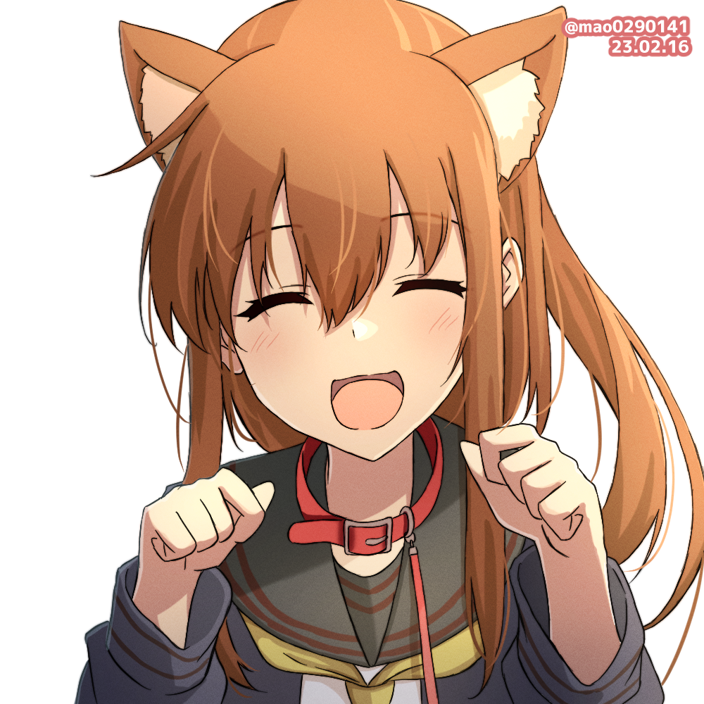 1girl, animal_collar, animal_ear_fluff, animal_ears, bangs, black_cardigan, black_sailor_collar, blush