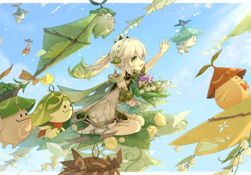 1girl, :d, arabalika_(genshin_impact), arachatora_(genshin_impact), aradasa_(genshin_impact), arama_(genshin_impact), aramuhukunda_(genshin_impact), arana_(genshin_impact)