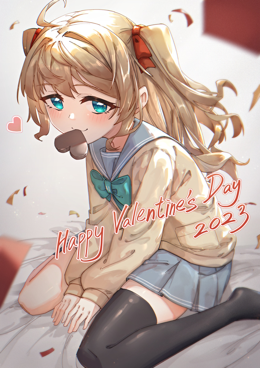 1girl, absurdres, ahoge, bandaid, bandaid_on_knee, bandaid_on_leg, black_socks, black_thighhighs
