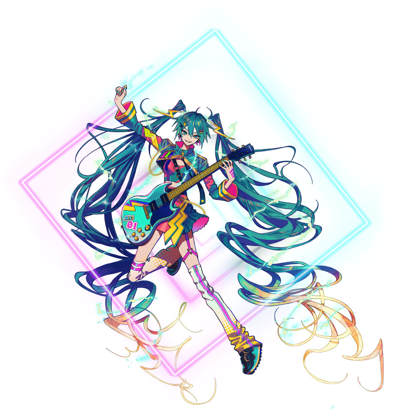 1girl, absurdly_long_hair, ahoge, akiakane, aqua_eyes, aqua_footwear, aqua_hair, aqua_nails