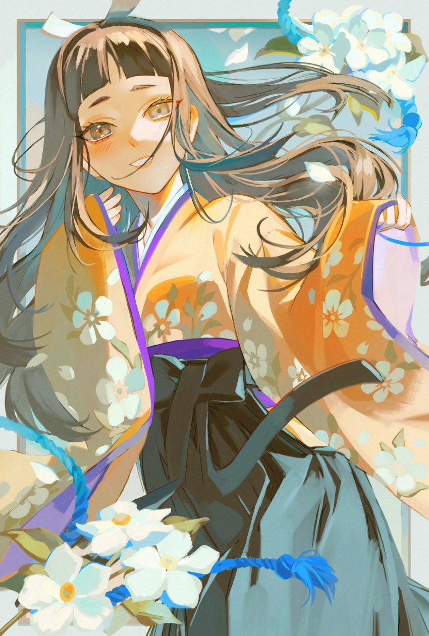 1girl, ace_attorney, ato_(ml_cc_g), bangs, blunt_bangs, blush, brown_eyes, brown_hair