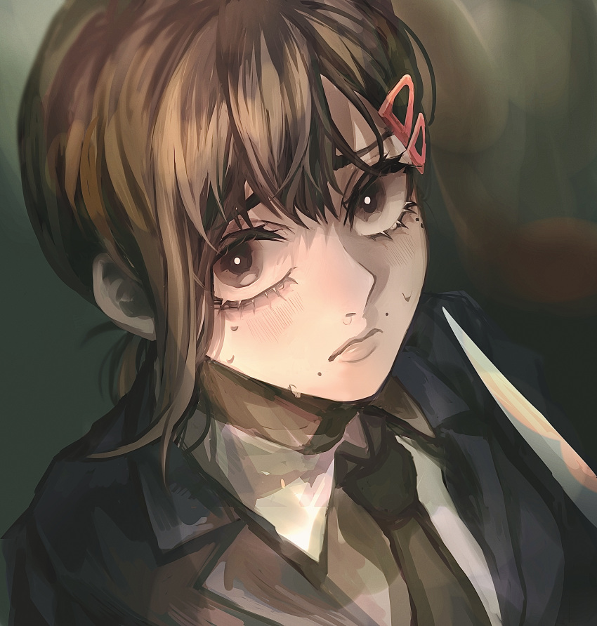 1girl, absurdres, black_eyes, black_hair, black_jacket, black_necktie, chainsaw_man, collared_shirt