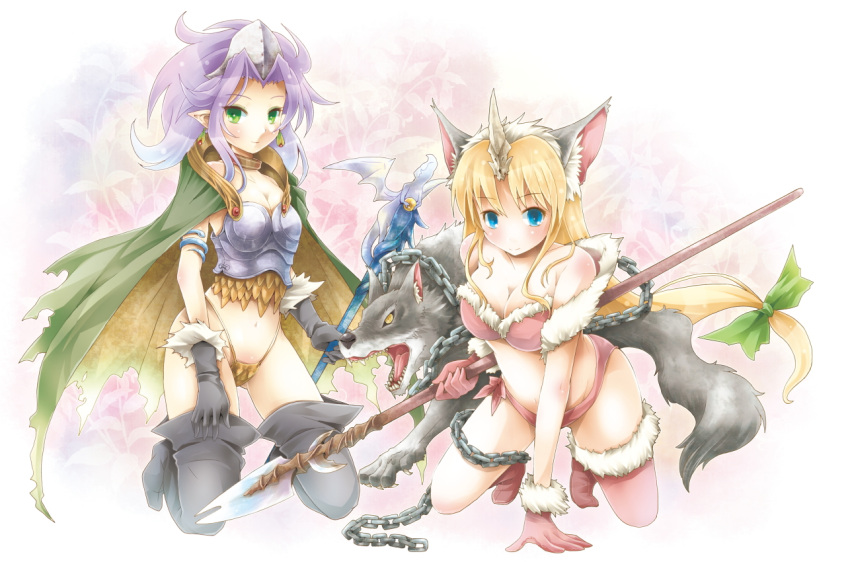 angela, animal_ears, bad_id, blonde_hair, blue_eyes, boots, breasts, cape