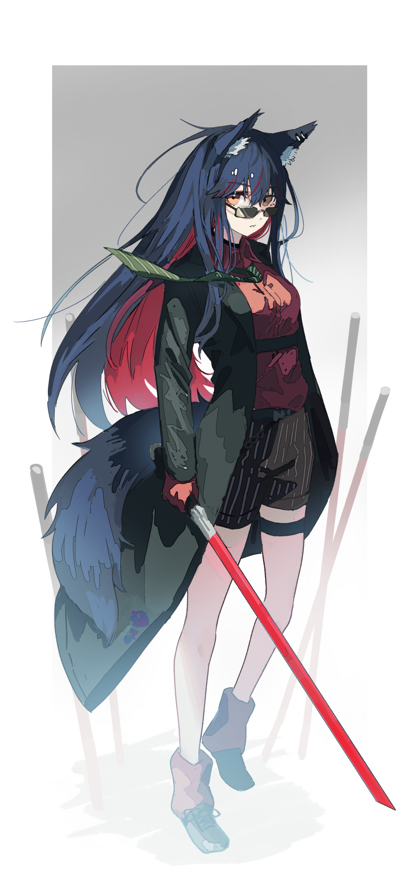 1girl, absurdres, animal_ear_fluff, animal_ears, arknights, bangs, black_footwear, black_jacket