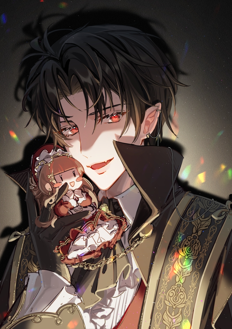 1boy, bangs, black_gloves, black_hair, black_jacket, blush, chinese_commentary, commentary_request
