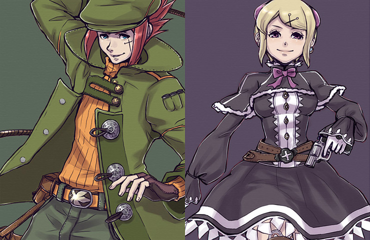 bad_id, belt, blonde_hair, blue_eyes, cabbie_hat, dragon_girl, fingerless_gloves, gloves