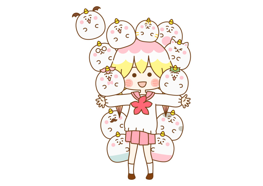 1girl, artist_request, bangs, black_eyes, blonde_hair, chimimo, chimimo_(character), commentary_request