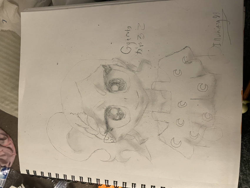 graphite_(medium), gyaruko_(pink_bitch_club), illumify99, japanese_text, paper, pink_bitch_club, shading, sketch