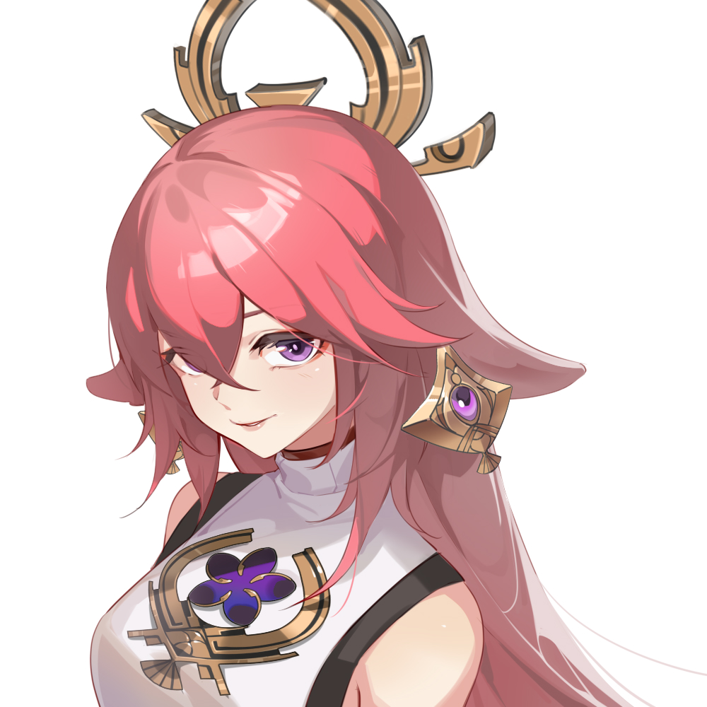 1girl, animal_ears, bangs, commentary_request, crossed_bangs, earrings, floppy_ears, fox_ears