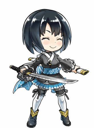 1girl, animated, animated_gif, ankle_boots, bell_sleeves, black_hair, blue_skirt, bob_cut
