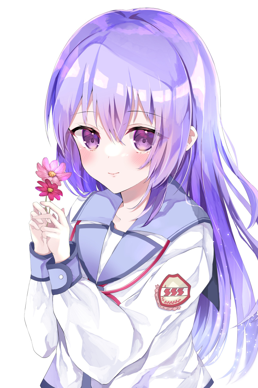 1girl, absurdres, angel_beats!, bangs, blue_sailor_collar, blush, closed_mouth, collarbone