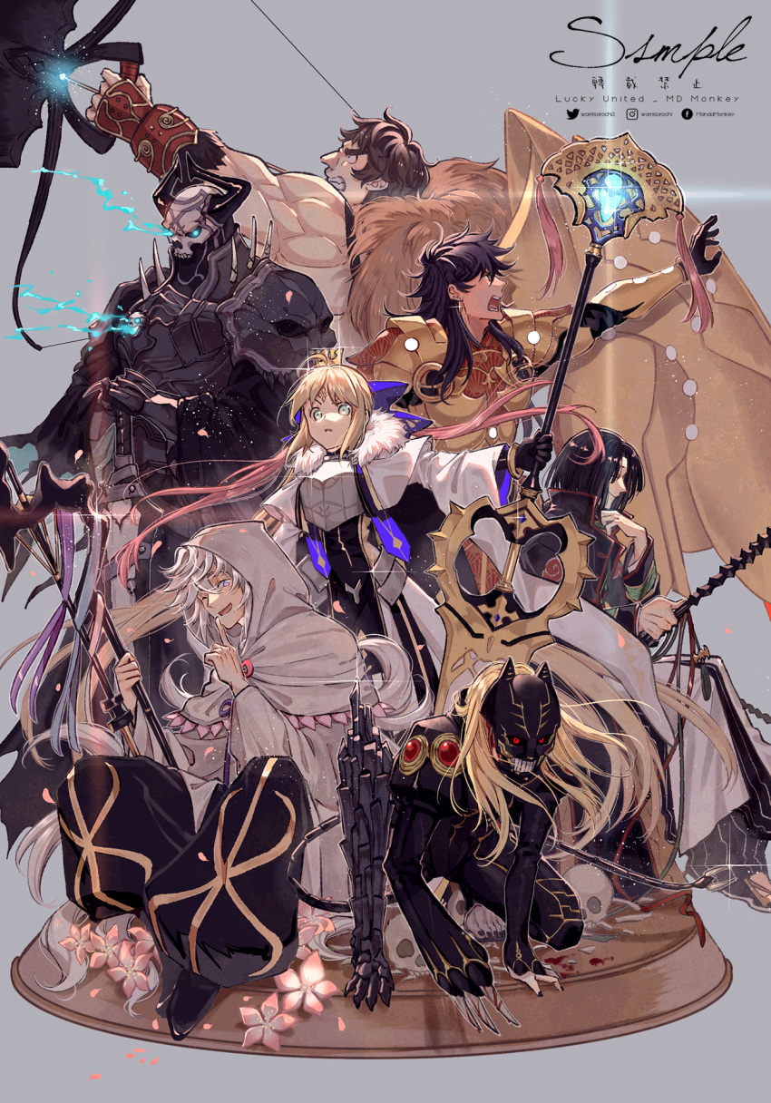 ahoge, armor, artoria_caster_(fate), artoria_caster_(third_ascension)_(fate), artoria_pendragon_(fate), black_hair, blonde_hair, blood