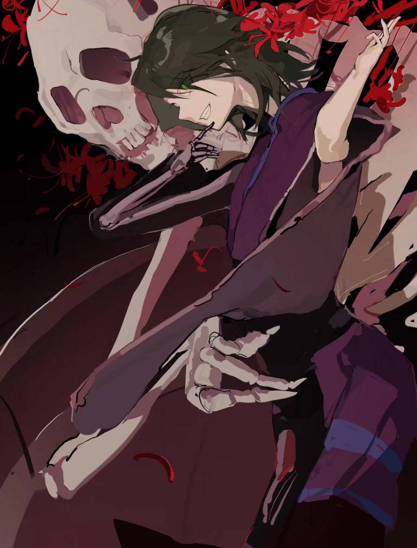 1other, androgynous, asymmetrical_sleeves, bangs, beiked204, bone, ex-sese, flower