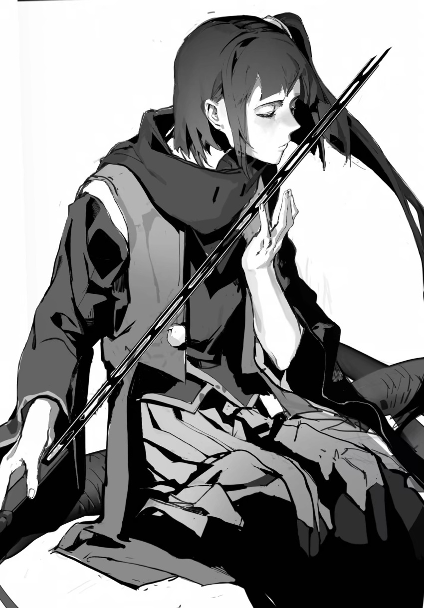 1other, adagumo_no_yaorochi, androgynous, bangs, beiked204, black_hair, black_sleeves, closed_eyes