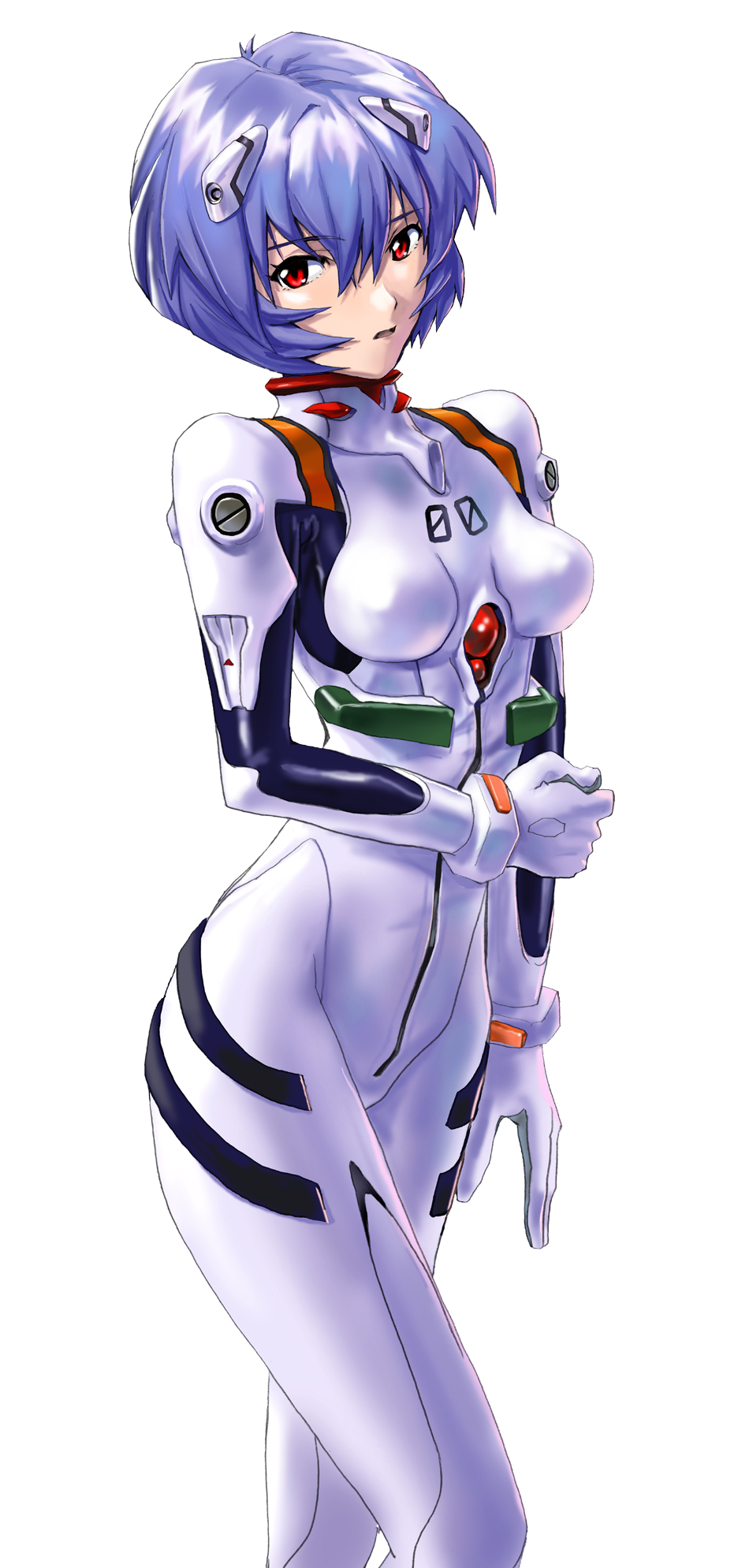 blue_hair, highres, matsumoto_eight, neon_genesis_evangelion, plugsuit, red_eyes, short_hair, skin_tight