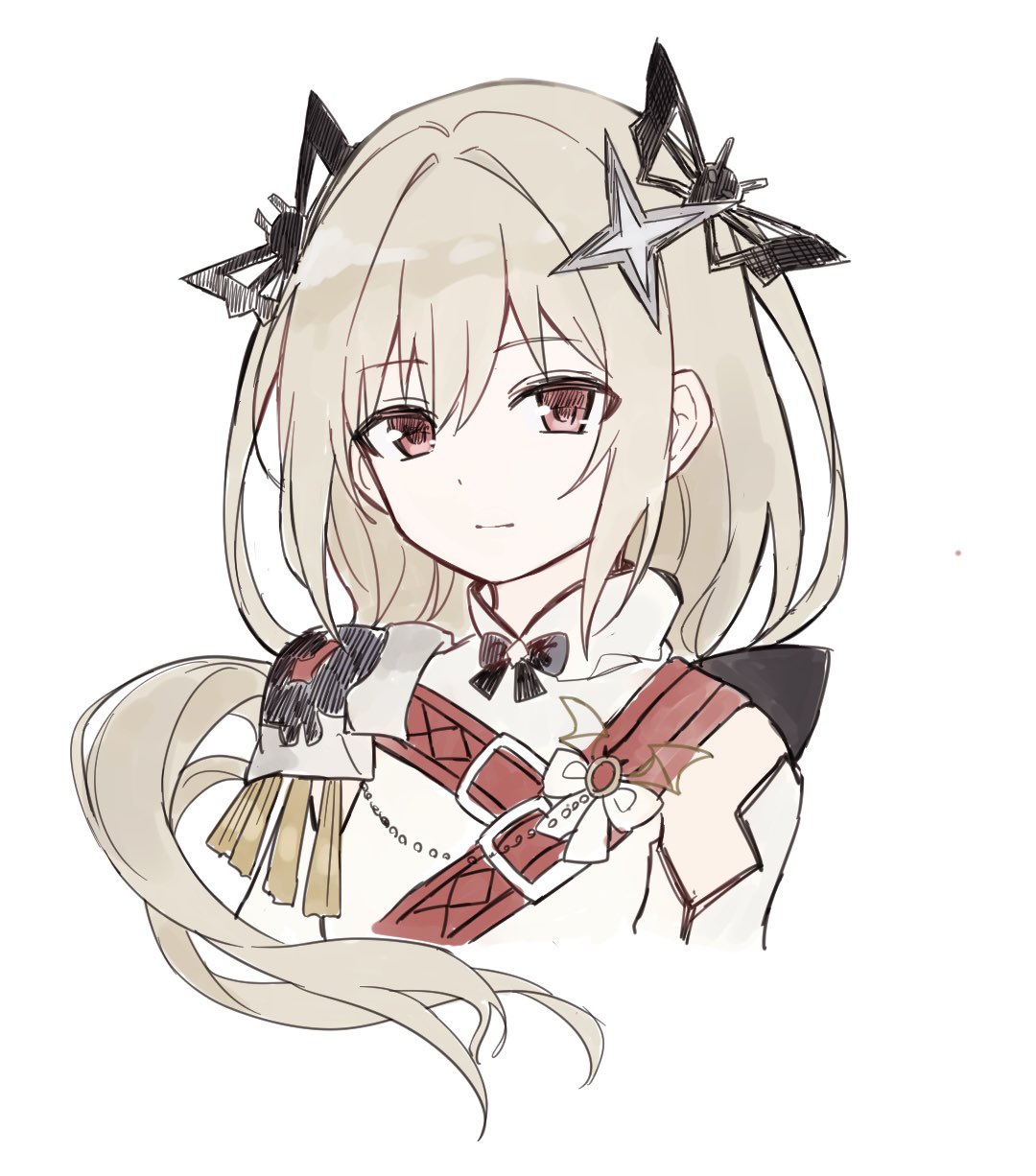 1girl, arms_at_sides, bat_hair_ornament, black_bow, black_bowtie, bow, bowtie, chain