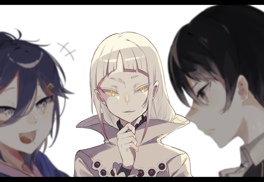 3boys, aged_down, bbbanira090, black_eyes, black_hair, blue_eyes, blue_hair, cecilus_segmunt