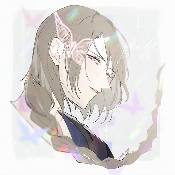 1boy, black_jacket, blue_shirt, braid, brown_hair, bug, butterfly, cendrillon_palika, crying, crying_with_eyes_open, jacket, kaori, long_hair, male_focus, parted_lips, profile, rindo_westeria, shirt, solo, tears, teeth, violet_eyes, white_background