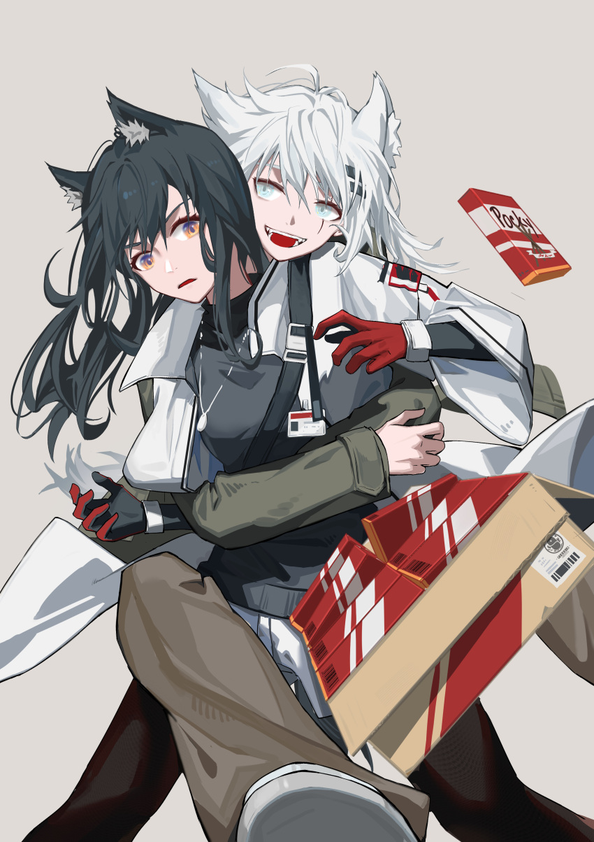:d, absurdres, alternate_costume, animal_ear_fluff, animal_ears, arknights, bangs, black_hair