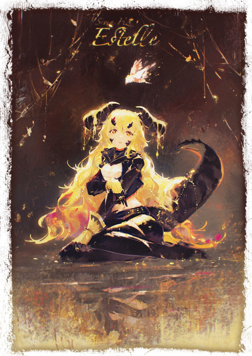 1girl, 7hertz, absurdres, arknights, black_jacket, black_pants, blonde_hair, border