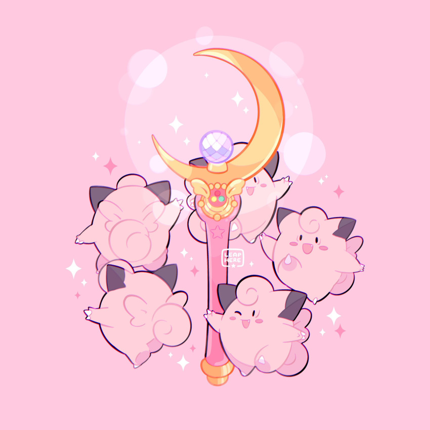 :d, artist_logo, artist_name, bishoujo_senshi_sailor_moon, blush_stickers, clefairy, commentary, crescent