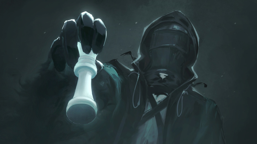 1other, 7hertz, absurdres, ambiguous_gender, arknights, black_coat, black_gloves, chess_piece