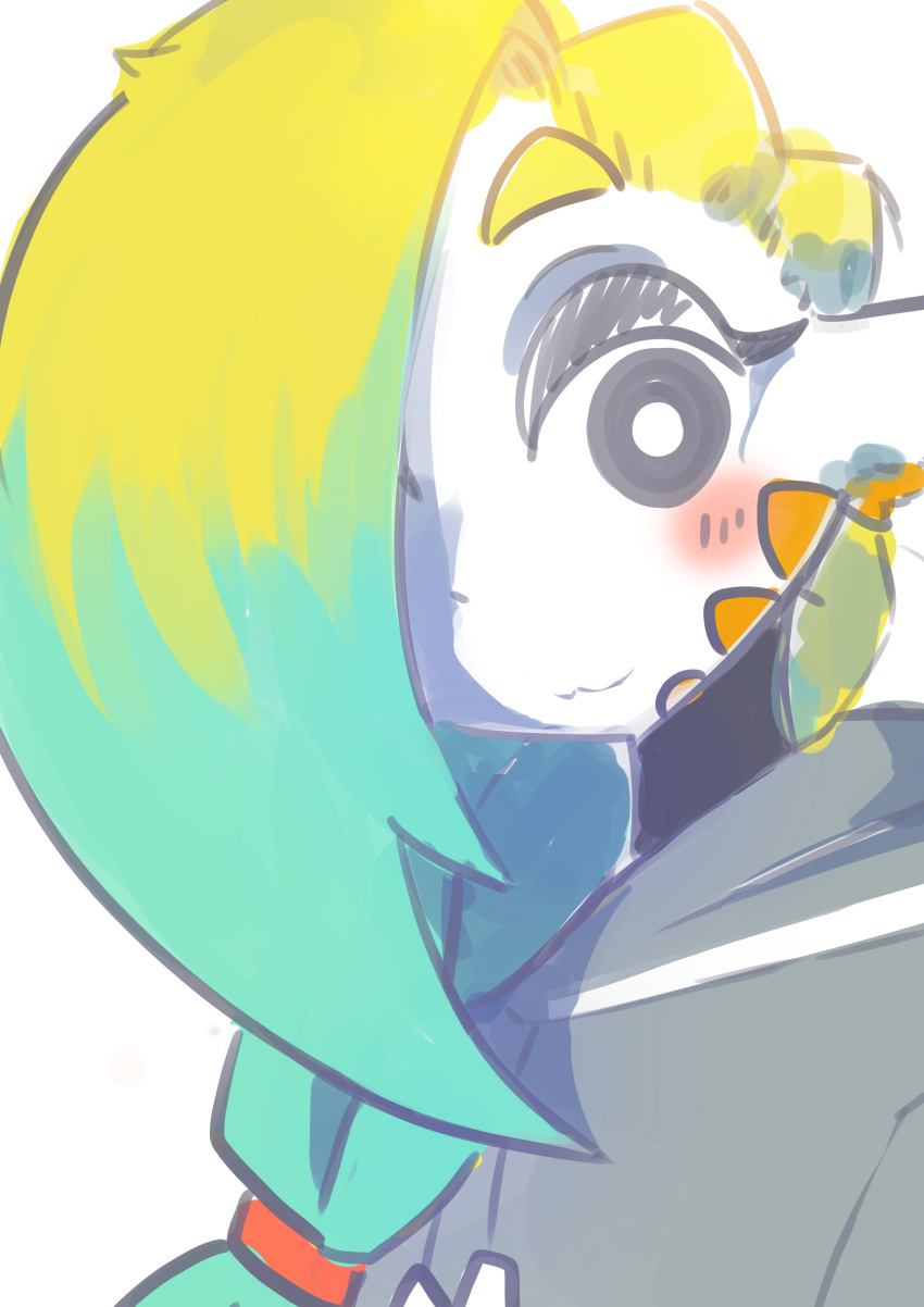 1girl, :3, absurdres, animal_ears, bangs, bird_ears, black_eyes, blonde_hair