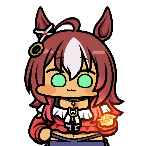 1girl, :3, ahoge, brown_hair, chibi, dark-skinned_female, dark_skin, darley_arabian_(umamusume)
