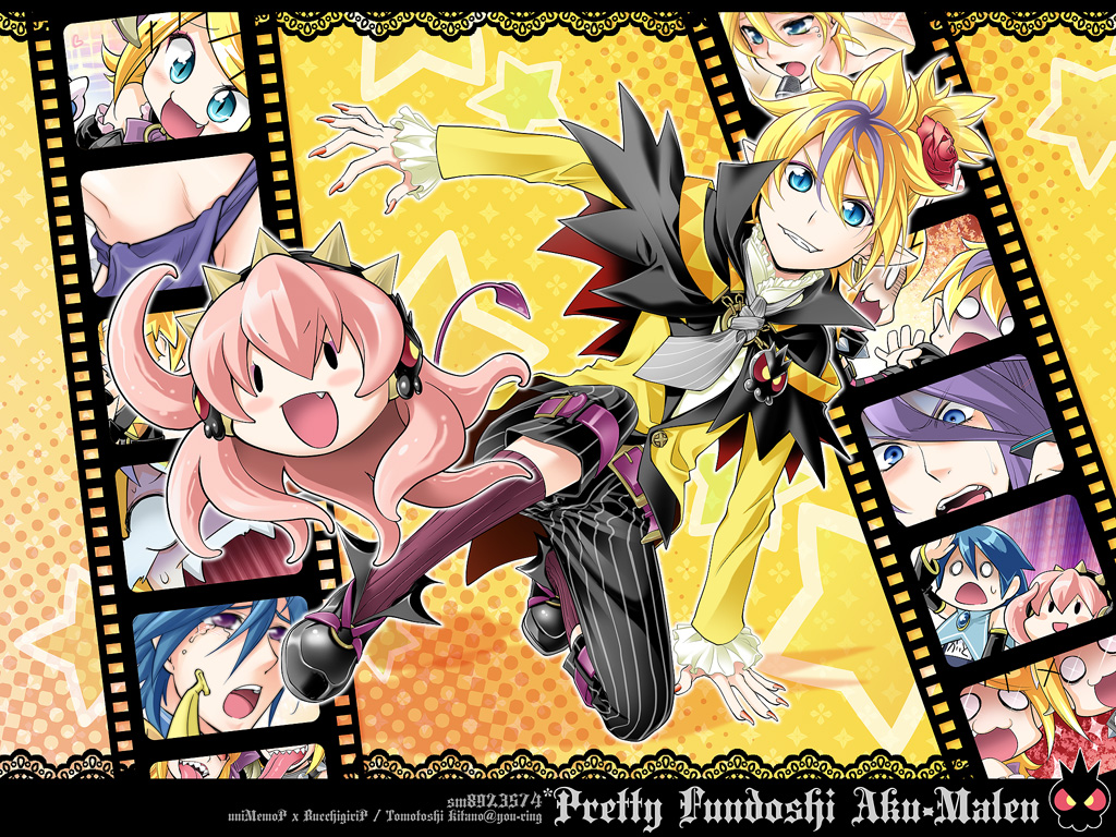 aqua_eyes, blonde_hair, fang, fangs, flower, fundoshi, hair_flower, hair_ornament