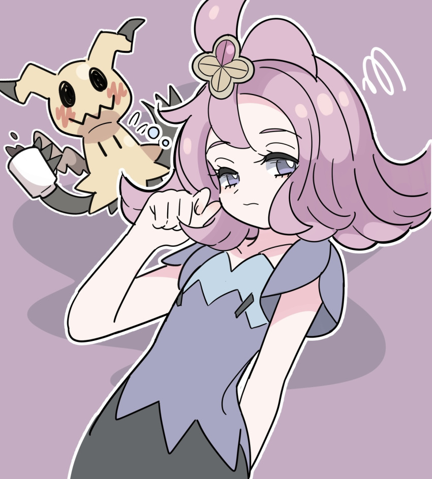 1girl, acerola_(pokemon), bright_pupils, closed_mouth, commentary_request, dress, eyelashes, flipped_hair