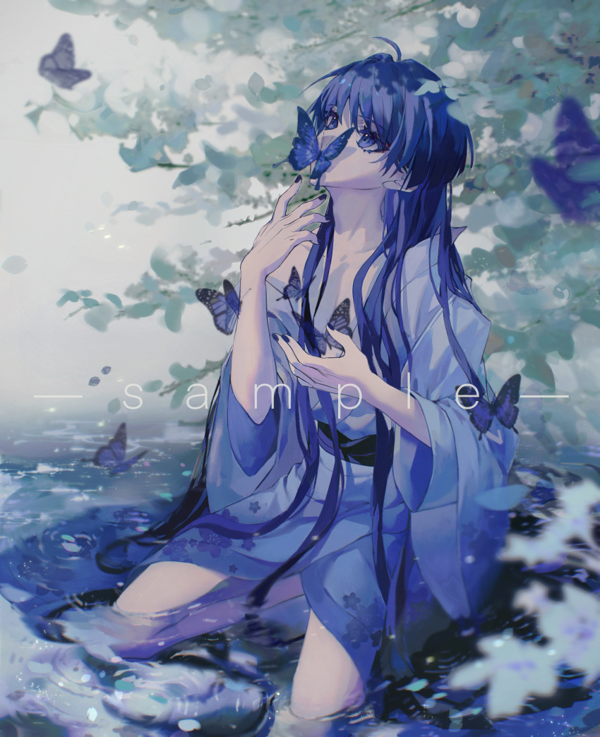 1boy, absurdres, alternate_costume, black_nails, bug, butterfly, butterfly_on_mouth, genshin_impact