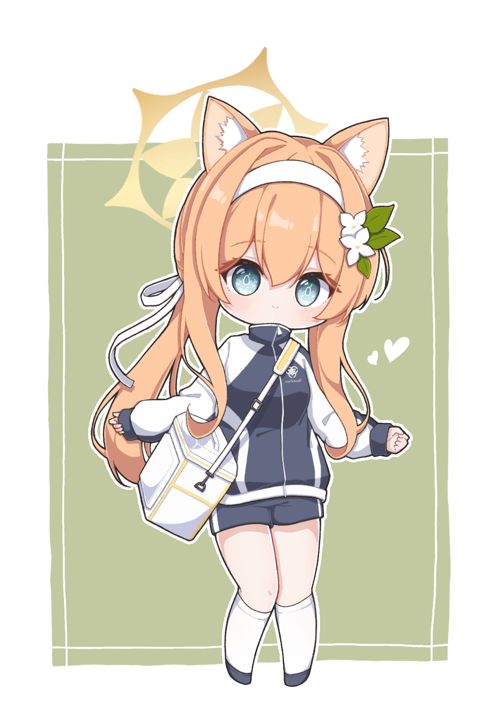 1girl, animal_ear_fluff, animal_ears, blue_archive, blue_eyes, blush, chibi, cropped_legs