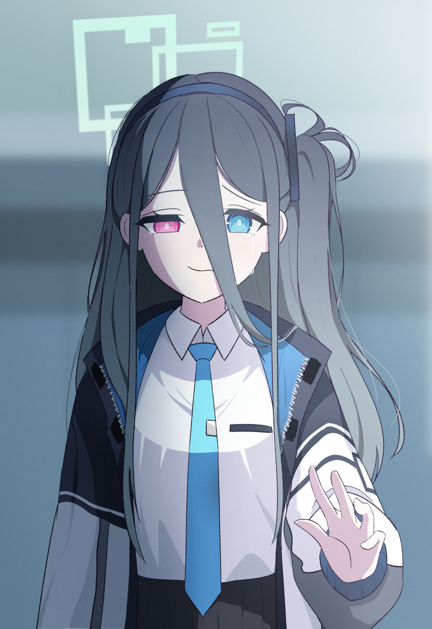 <key>_(blue_archive), 1girl, absurdres, aris_(blue_archive), bigmt_kid, black_hair, blue_archive, blue_eyes