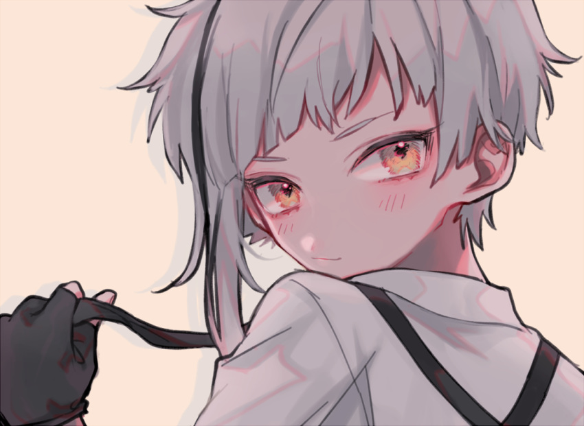 1boy, 382, black_gloves, black_hair, black_necktie, bungou_stray_dogs, fingerless_gloves, gloves