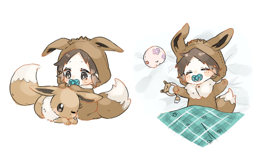 1boy, aged_down, baby, blush_stickers, bright_pupils, brown_hair, character_doll, commentary_request