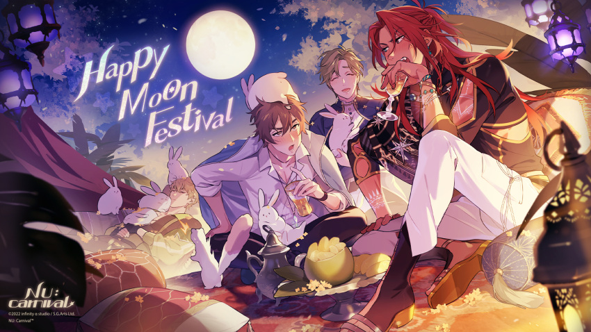 4boys, alcohol, bags_under_eyes, beer, blonde_hair, blue_eyes, blush, bracelet