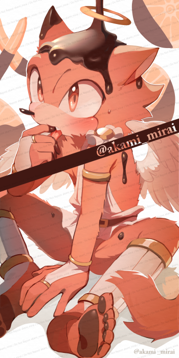 1boy, angel_wings, animal_ears, animal_nose, artist_name, avatar_(sonic_forces), bare_shoulders, barefoot