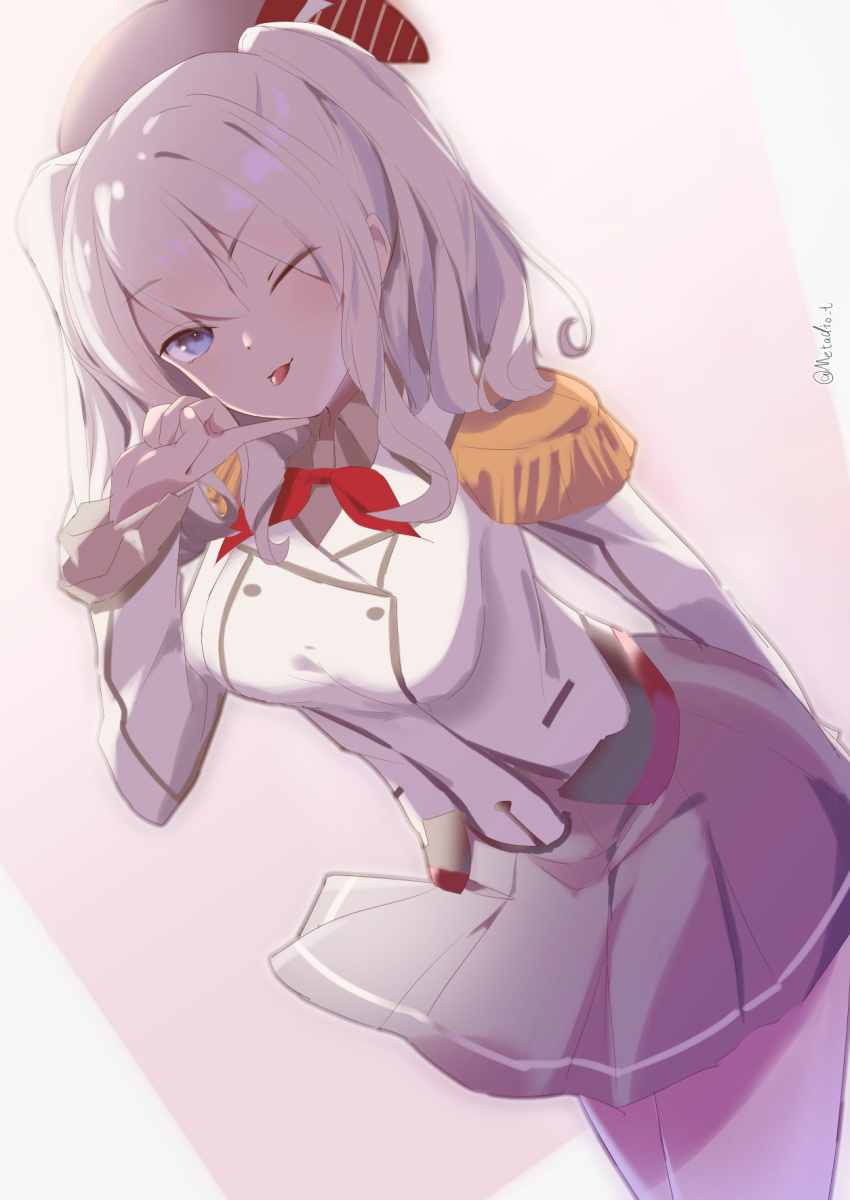 1girl, blue_eyes, buttons, cowboy_shot, epaulettes, frilled_sleeves, frills, gloves