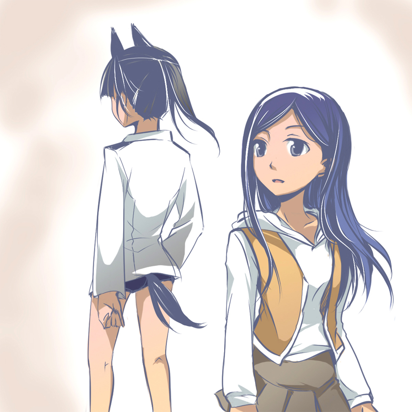 blue_eyes, blue_hair, chiba_saeko, ds_(artist), kuga_natsuki, looking_back, my-hime, sakamoto_mio