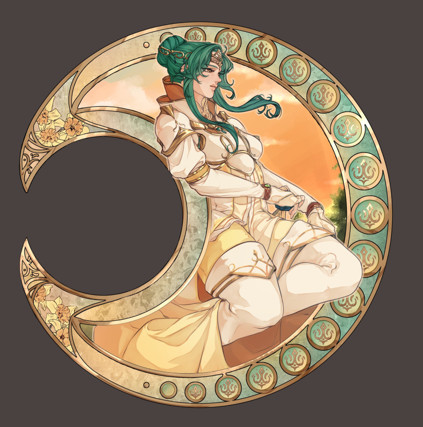 1girl, absurdres, armor, bangs, breastplate, brown_eyes, cape, circular_border