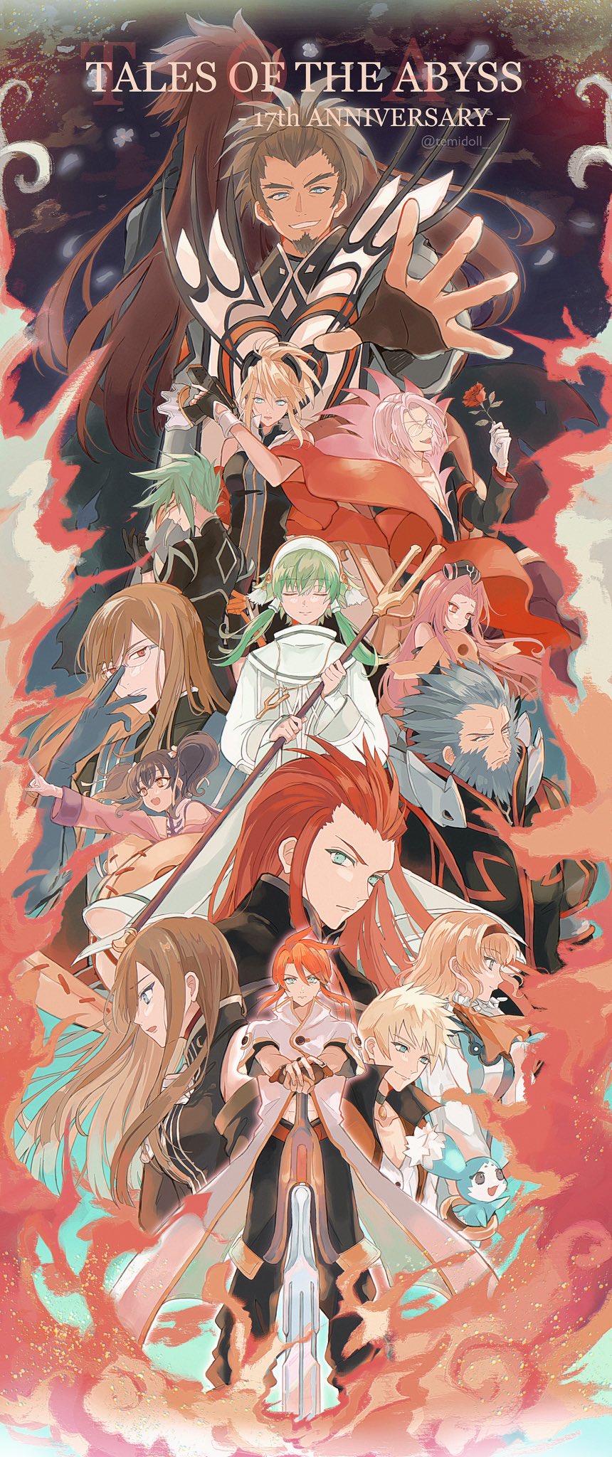 5girls, 6+boys, anise_tatlin, anniversary, arietta_(tales), asch_(tales), bangs, bare_shoulders