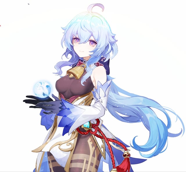 1girl, ganyu_(genshin_impact), genshin_impact, long_hair, melonbreads, no_horn, no_horns, smile